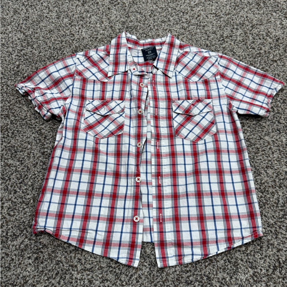 Boys red/white/blue button down size 6/7